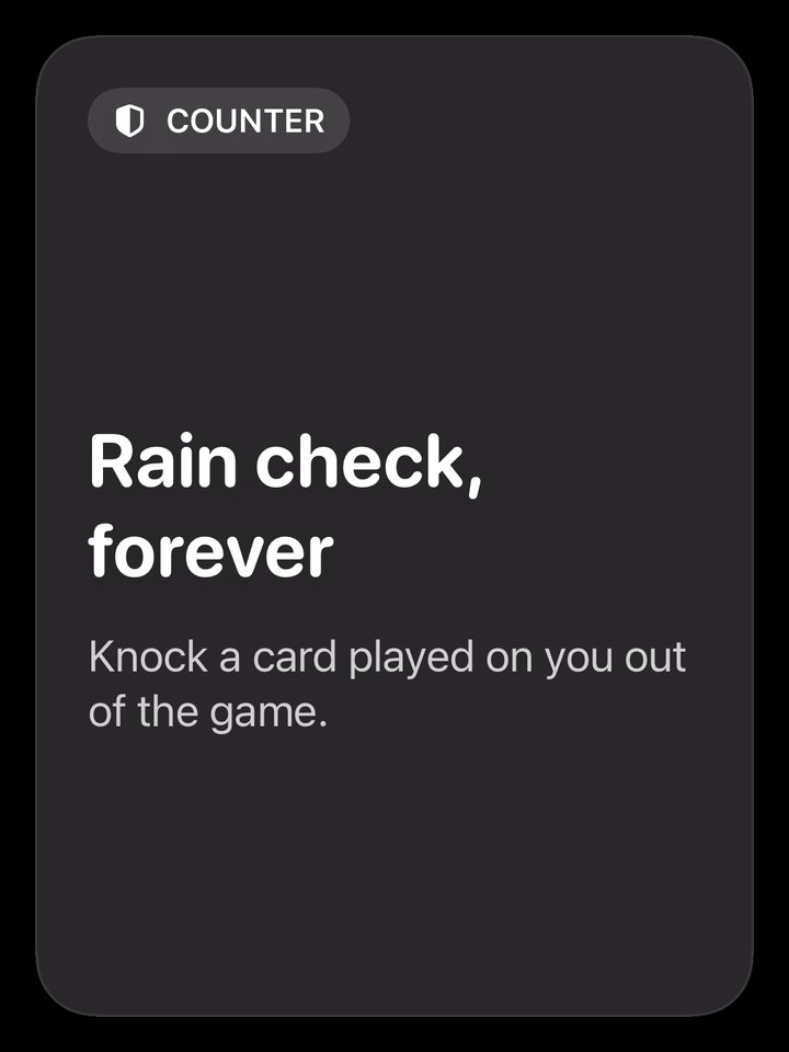 Counter card — Rain check, forever